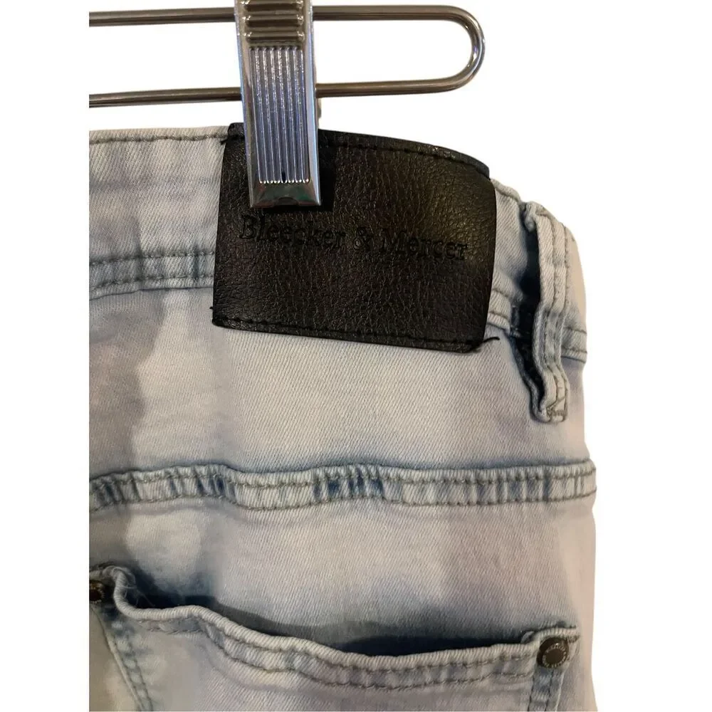 Bleecker & Mercer Men Blue Distressed Slim Fit 5-Pocket Stretch Jeans Size 34/32